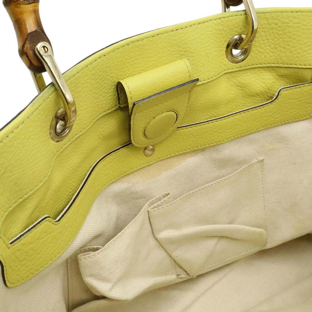 GUCCI Authentic Yellow Leather Bamboo Shoulder Bag - Picture 10 of 10